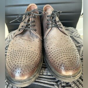 MIZ MOOZ Prose Women's Oxford Lace Up Studded Shoes Brown EUR 41 US 9.5-10